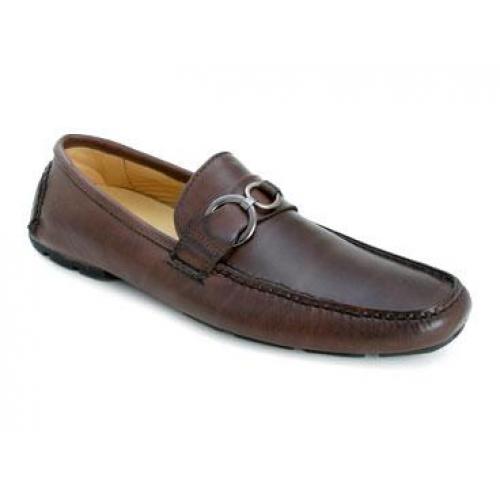 Bacco Bucci "Marcelo" Brown Genuine Tumbled Italian Calfskin Moccasin Loafer Shoes